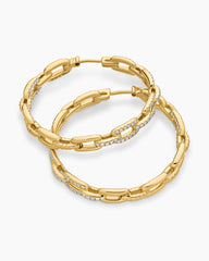 Stax Chain Link Hoop Earrings in 18K Yellow Gold with Diamonds, 37mm