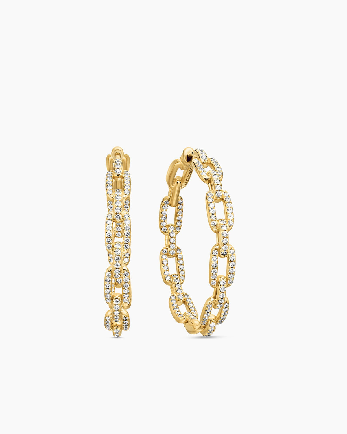 Stax Chain Link Hoop Earrings in 18K Yellow Gold with Diamonds, 37mm