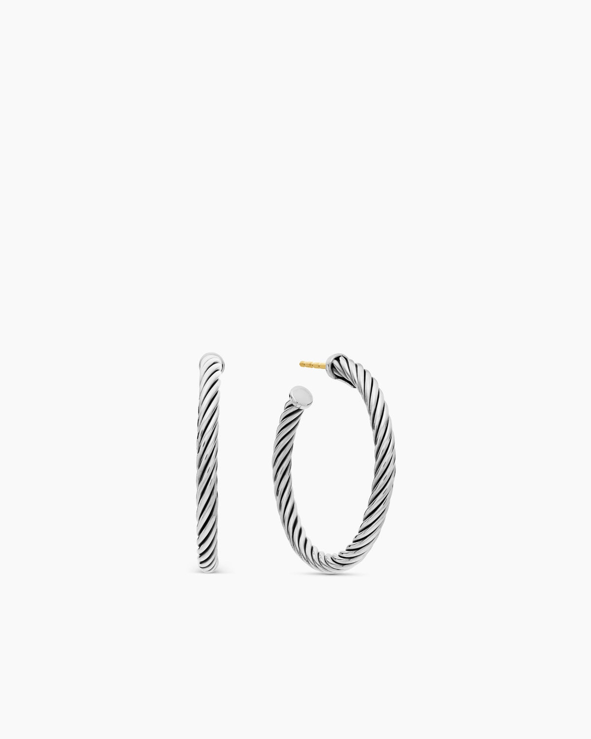 Cable Hoop Earrings in Sterling Silver, 1in