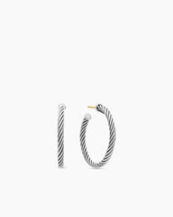 Cable Hoop Earrings in Sterling Silver, 1in