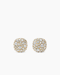 Cushion Stud Earrings in 18K Yellow Gold with Diamonds, 8mm