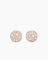 Cushion Stud Earrings in 18K Rose Gold with Cognac Diamonds, 8mm