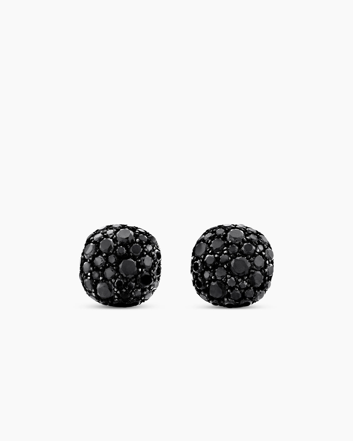Cushion Stud Earrings in 18K White Gold with Black Diamonds, 8mm