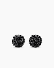 Cushion Stud Earrings in 18K White Gold with Black Diamonds, 8mm