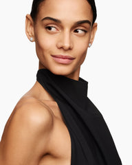 Cushion Stud Earrings in 18K White Gold with Diamonds, 8mm