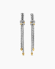 Helena Chain Drop Earrings in Sterling Silver with 18K Yellow Gold and Diamonds, 50.8mm