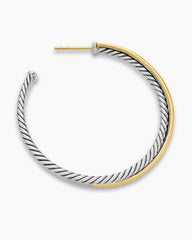 Crossover Hoop Earrings in Sterling Silver with 18K Yellow Gold, 44mm