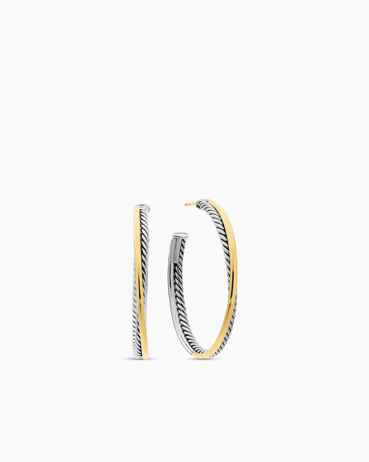 Crossover Hoop Earrings in Sterling Silver with 18K Yellow Gold, 44mm