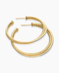 Crossover Hoop Earrings in 18K Yellow Gold with Diamonds, 44mm