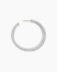 Crossover Hoop Earrings in Sterling Silver with Diamonds, 44mm