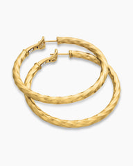 Cable Edge® Hoop Earrings in 18K Yellow Gold, 2in