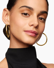 Cable Edge® Hoop Earrings in 18K Yellow Gold, 2in