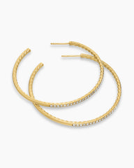 Pavé Hoop Earrings in 18K Yellow Gold with Diamonds, 50.3mm