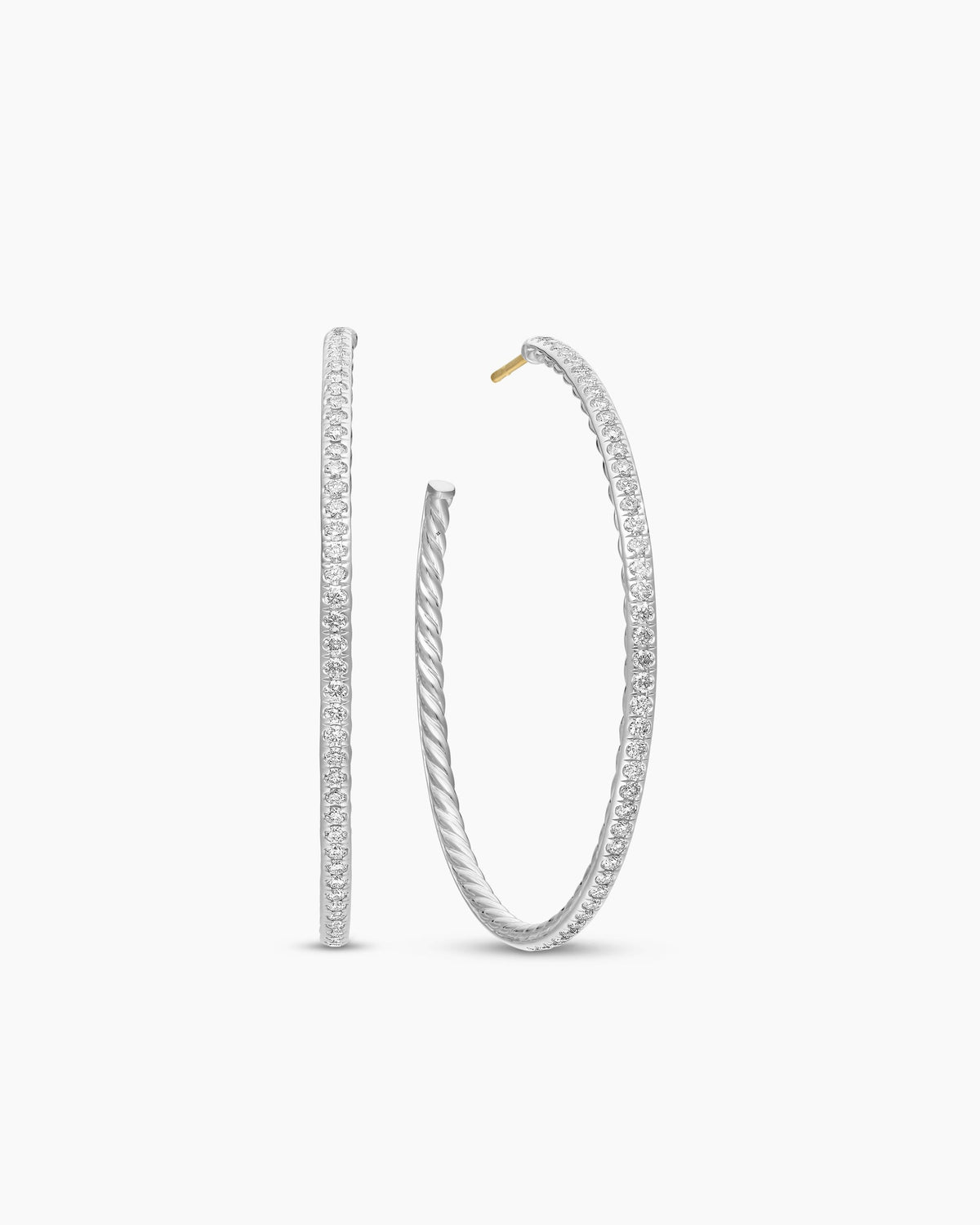 Pavé Hoop Earrings in Sterling Silver with Diamonds, 50.3mm
