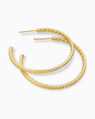 Pavé Hoop Earrings in 18K Yellow Gold with Diamonds, 38mm
