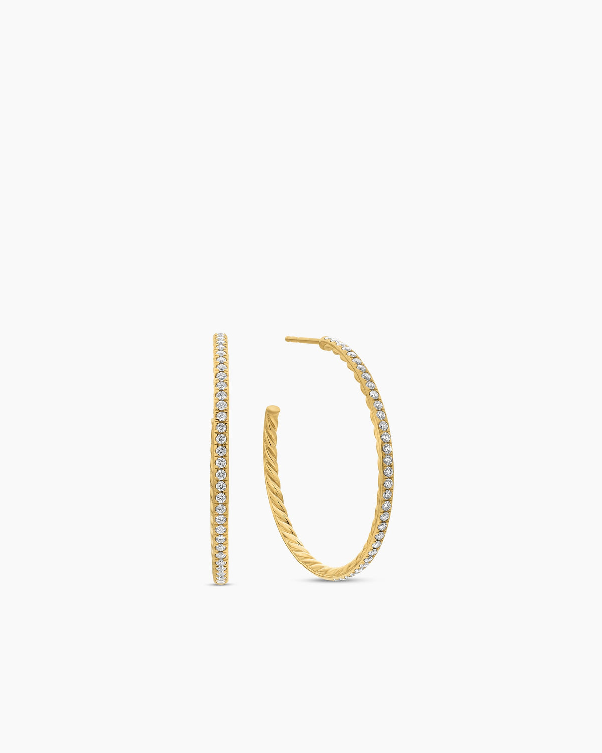 Pavé Hoop Earrings in 18K Yellow Gold with Diamonds, 38mm