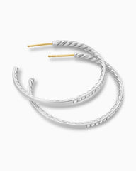 Pavé Hoop Earrings in Sterling Silver with Diamonds, 38mm