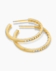 Pavé Hoop Earrings in 18K Yellow Gold with Diamonds, 25.4mm