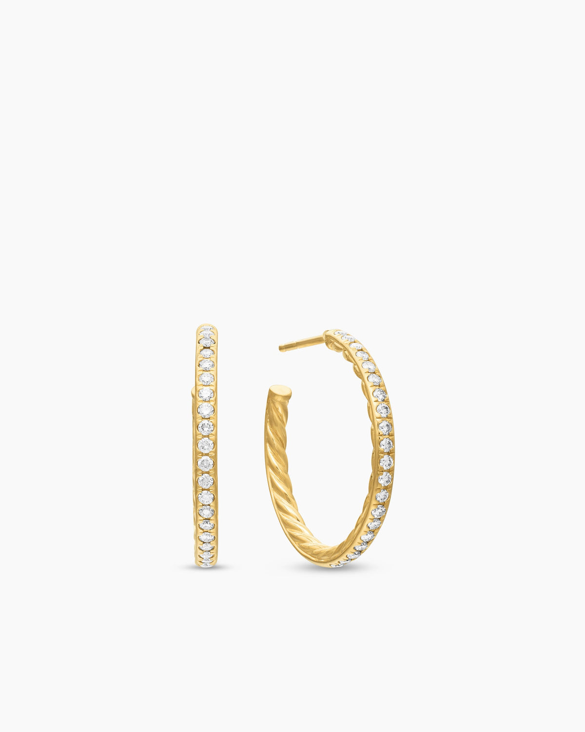 Pavé Hoop Earrings in 18K Yellow Gold with Diamonds, 25.4mm