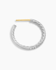 Pavé Hoop Earrings in Sterling Silver with Diamonds, 25.4mm