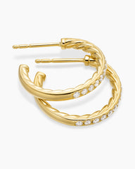Pavé Hoop Earrings in 18K Yellow Gold with Diamonds, 19mm
