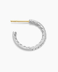 Pavé Hoop Earrings in Sterling Silver with Diamonds, 19mm