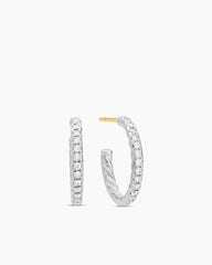 Pavé Hoop Earrings in Sterling Silver with Diamonds, 19mm