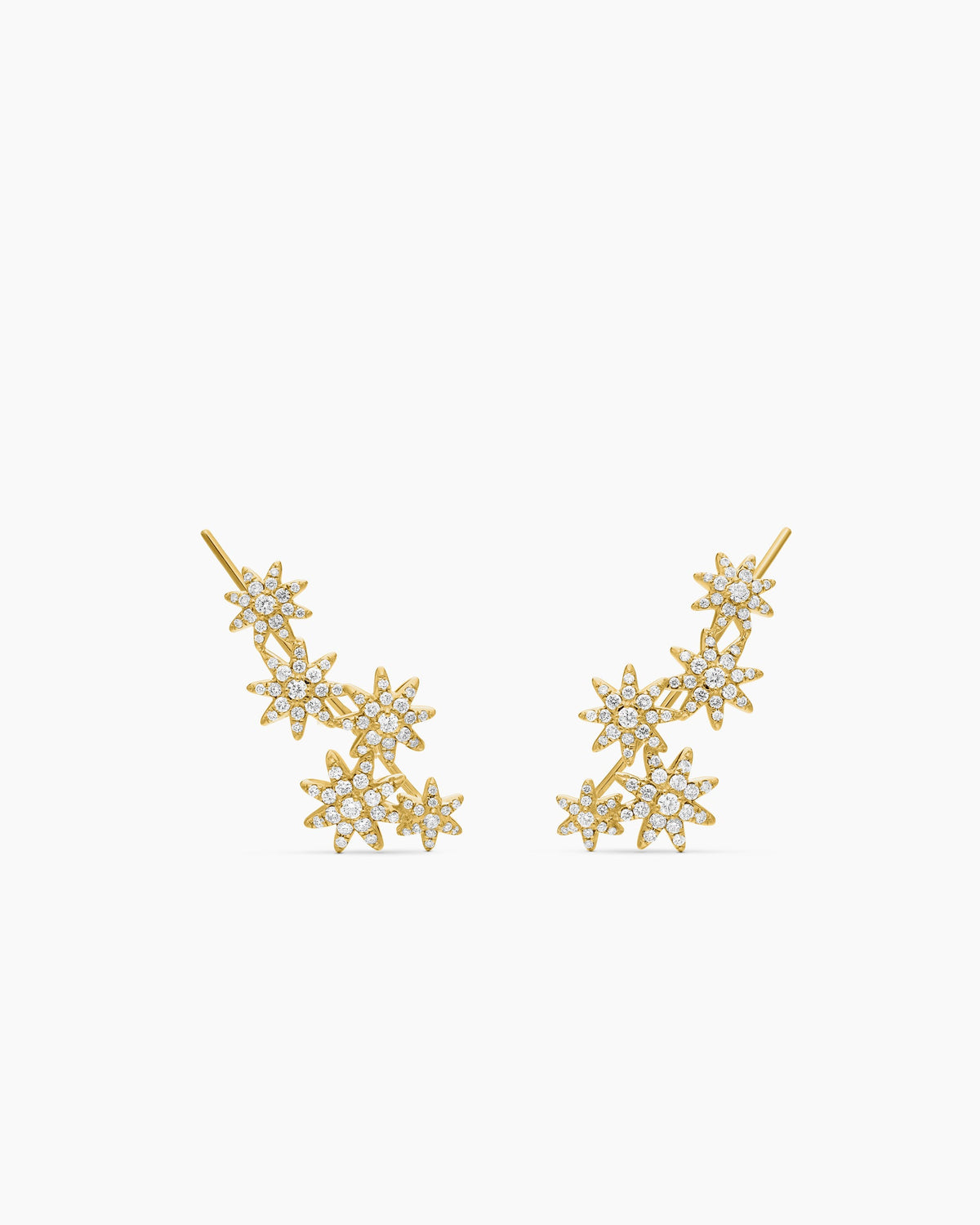Starburst Climber Earrings in 18K Yellow Gold with Diamonds, 23mm