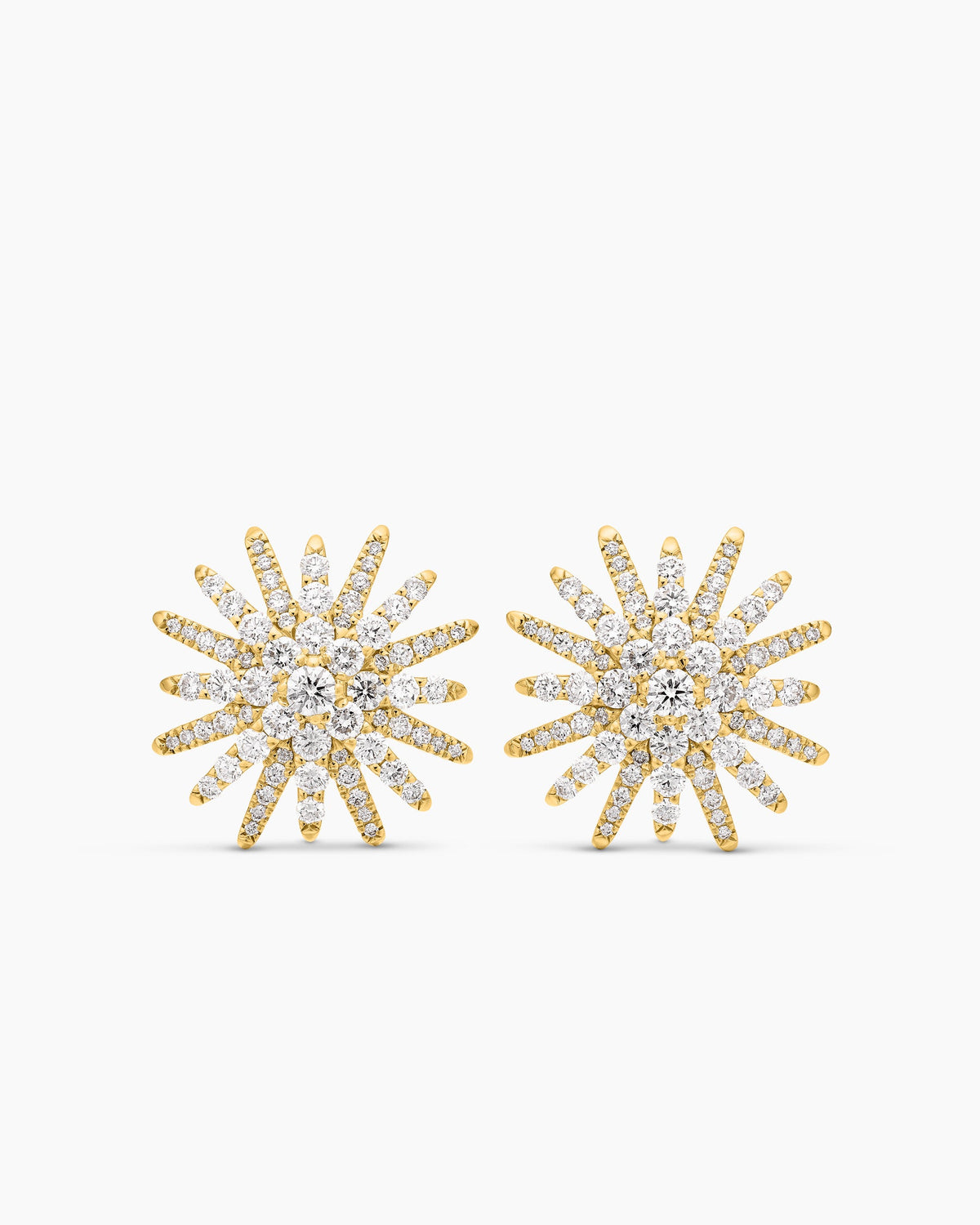 Starburst Stud Earrings in 18K Yellow Gold with Diamonds, 19mm