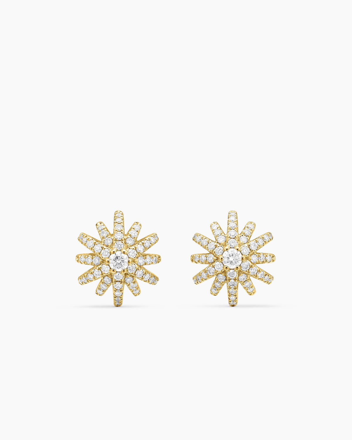 Starburst Stud Earrings in 18K Yellow Gold with Diamonds, 11.7mm