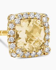 Petite Chatelaine® Pavé Bezel Stud Earrings in 18K Yellow Gold with Champagne Citrine and Diamonds, 5mm