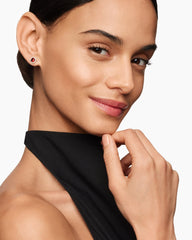 Petite Chatelaine® Pavé Bezel Stud Earrings in 18K Yellow Gold with Garnet and Diamonds, 5mm