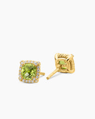 Petite Chatelaine® Pavé Bezel Stud Earrings in 18K Yellow Gold with Peridot and Diamonds, 5mm