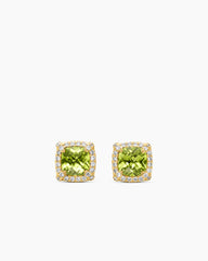 Petite Chatelaine® Pavé Bezel Stud Earrings in 18K Yellow Gold with Peridot and Diamonds, 5mm