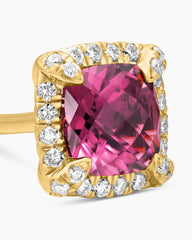 Petite Chatelaine® Pavé Bezel Stud Earrings in 18K Yellow Gold with Pink Tourmaline and Diamonds, 5mm