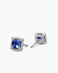 Petite Chatelaine® Pavé Bezel Stud Earrings in 18K White Gold with Tanzanite and Diamonds, 5mm