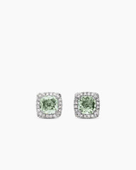 Petite Chatelaine® Pavé Bezel Stud Earrings in Sterling Silver with Prasiolite and Diamonds, 5mm