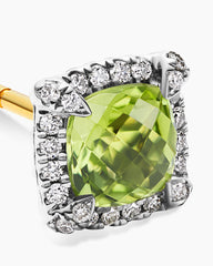 Petite Chatelaine® Pavé Bezel Stud Earrings in Sterling Silver with Peridot and Diamonds, 5mm