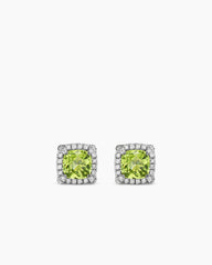 Petite Chatelaine® Pavé Bezel Stud Earrings in Sterling Silver with Peridot and Diamonds, 5mm