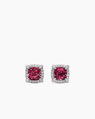 Petite Chatelaine® Pavé Bezel Stud Earrings in Sterling Silver with Rhodolite Garnet and Diamonds, 5mm