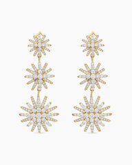 Starburst Triple Drop Earrings in 18K Yellow Gold with Diamonds, 51mm