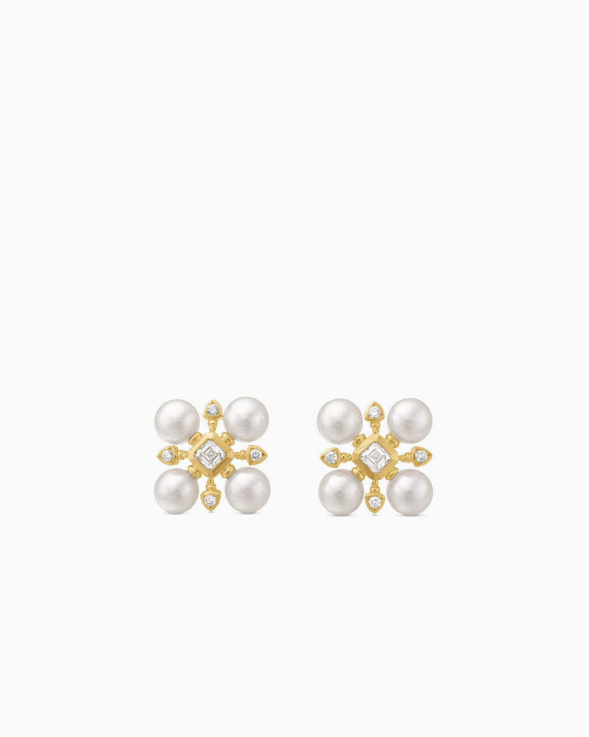Renaissance® Pearl Stud Earrings in 18K Yellow Gold with Pearls and Diamonds, 16.5mm