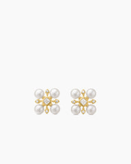Renaissance® Pearl Stud Earrings in 18K Yellow Gold with Pearls and Diamonds, 16.5mm