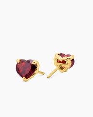 Chatelaine® Heart Stud Earrings in 18K Yellow Gold with Garnet, 8mm