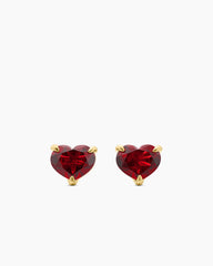 Chatelaine® Heart Stud Earrings in 18K Yellow Gold with Garnet, 8mm