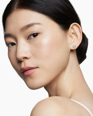 Sculpted Cable Stud Earrings in Sterling Silver with Diamonds, 8mm