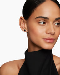 Petite Chatelaine® Stud Earrings in Sterling Silver with Black Onyx and Diamonds, 6mm