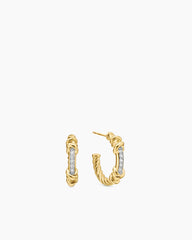 Petite Helena Wrap Hoop Earrings in 18K Yellow Gold with Diamonds, 3/4in