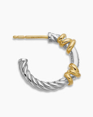 Petite Helena Wrap Hoop Earrings in Sterling Silver with 18K Yellow Gold and Diamonds, 3/4in