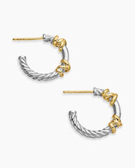Petite Helena Wrap Hoop Earrings in Sterling Silver with 18K Yellow Gold and Diamonds, 3/4in